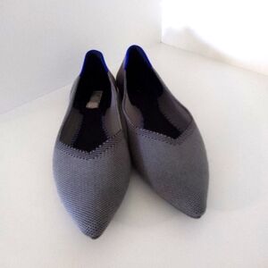 ROTHY'S The Point Point Toe Flats - Cloud Gray Birdseye 9.5